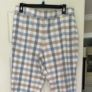 Anne Klein Plaid Pants in Blue, Gray, and Tan
